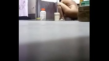 desi naked wife washing cloth and floor cleaning in bathroom