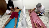 Sexy Masseuse Woman Fucks Husband in Couples Massage Next to His Wife NTR JAV